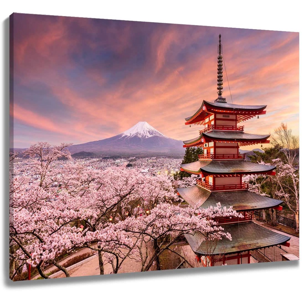 Landscape Canvas Prints Wall Art Japan Mt Fuji Scenery Wall Art Spring