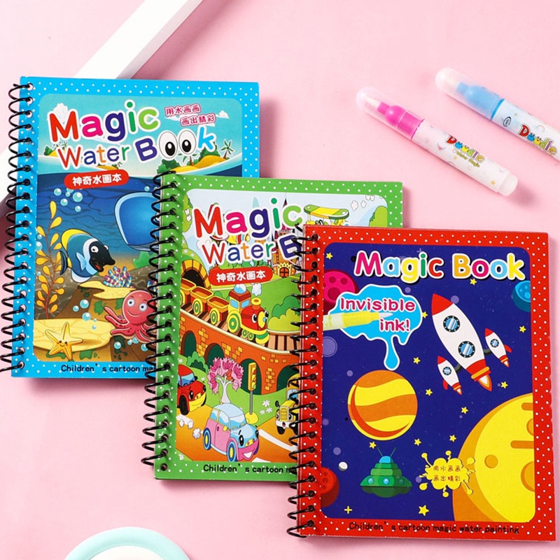 Magic Water Painting Book Reusable Toddlers Children Educational Doodle Drawing Toys Buku Lukisan Kanak Kanak 神奇水画本