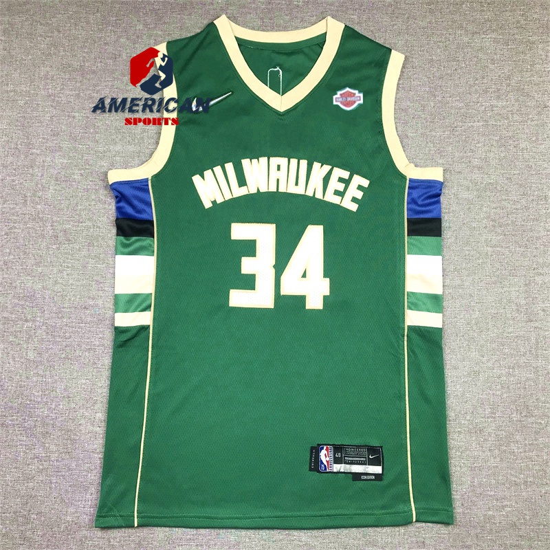 Men's Milwaukee Bucks Jersey 34 Giannis Antetokounmpo 2022 NBA