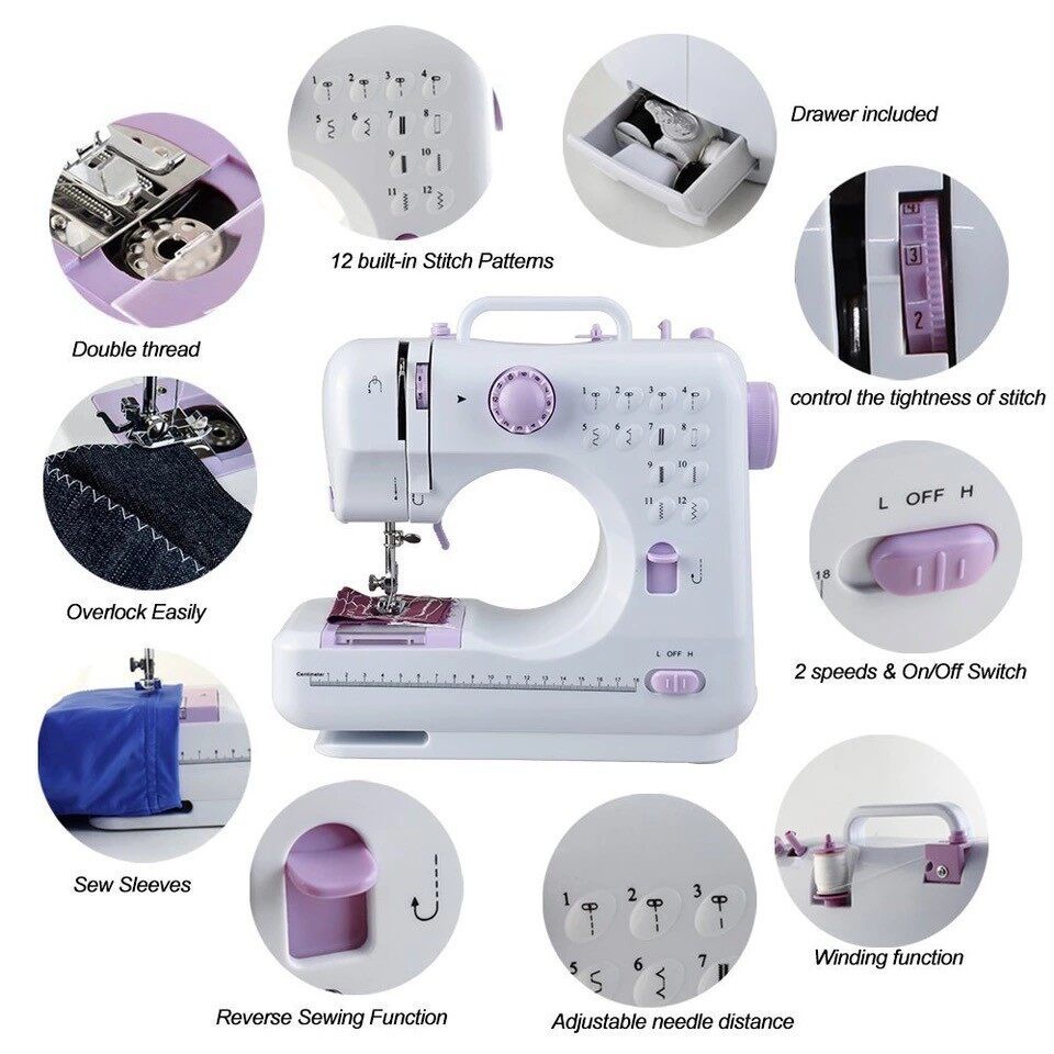 FREE GIFT  Sewing Machine FHSM 505A Pro Upgraded 12 Sewing Portable Mini Sewing Machine Mesin Jahit 505
