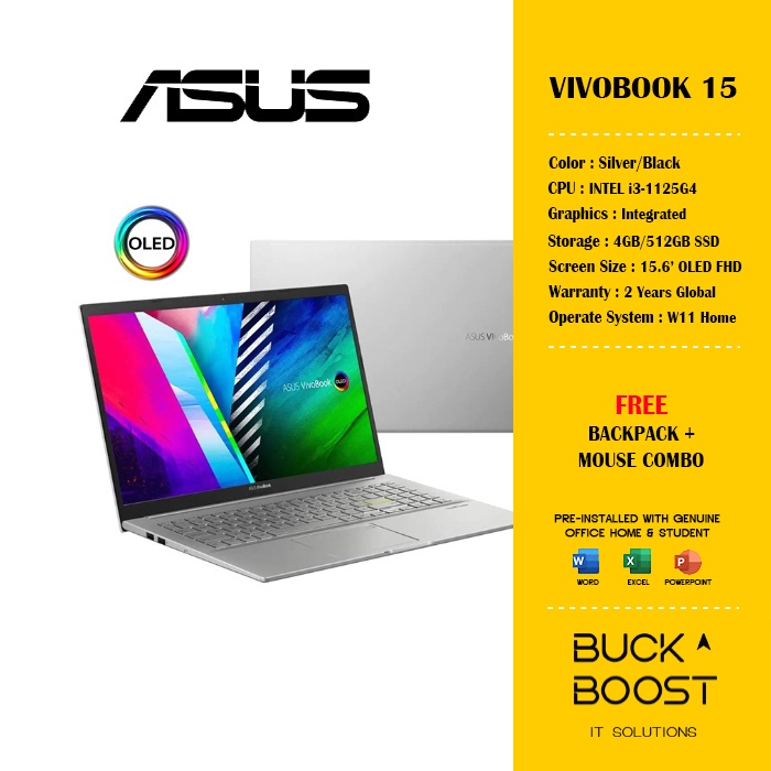 Asus Vivobook 15 K513e Al13125ws Al13126ws 156 Oled Fhd Laptop I3 1125g4 4gb 512gb 4200