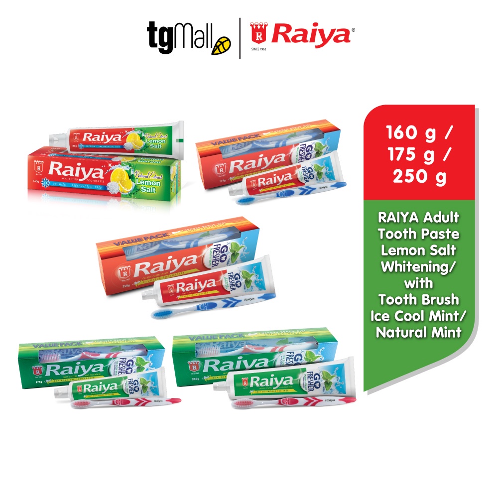 RAIYA Adult ToothPaste with ToothBrush Natural Mint / Ice Cool Mint
