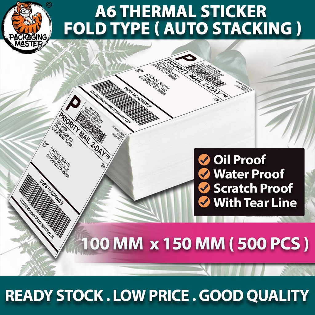 A6 Thermal Sticker Thermal Label Sticker FOLD 100mm*150mm Thermal Paper