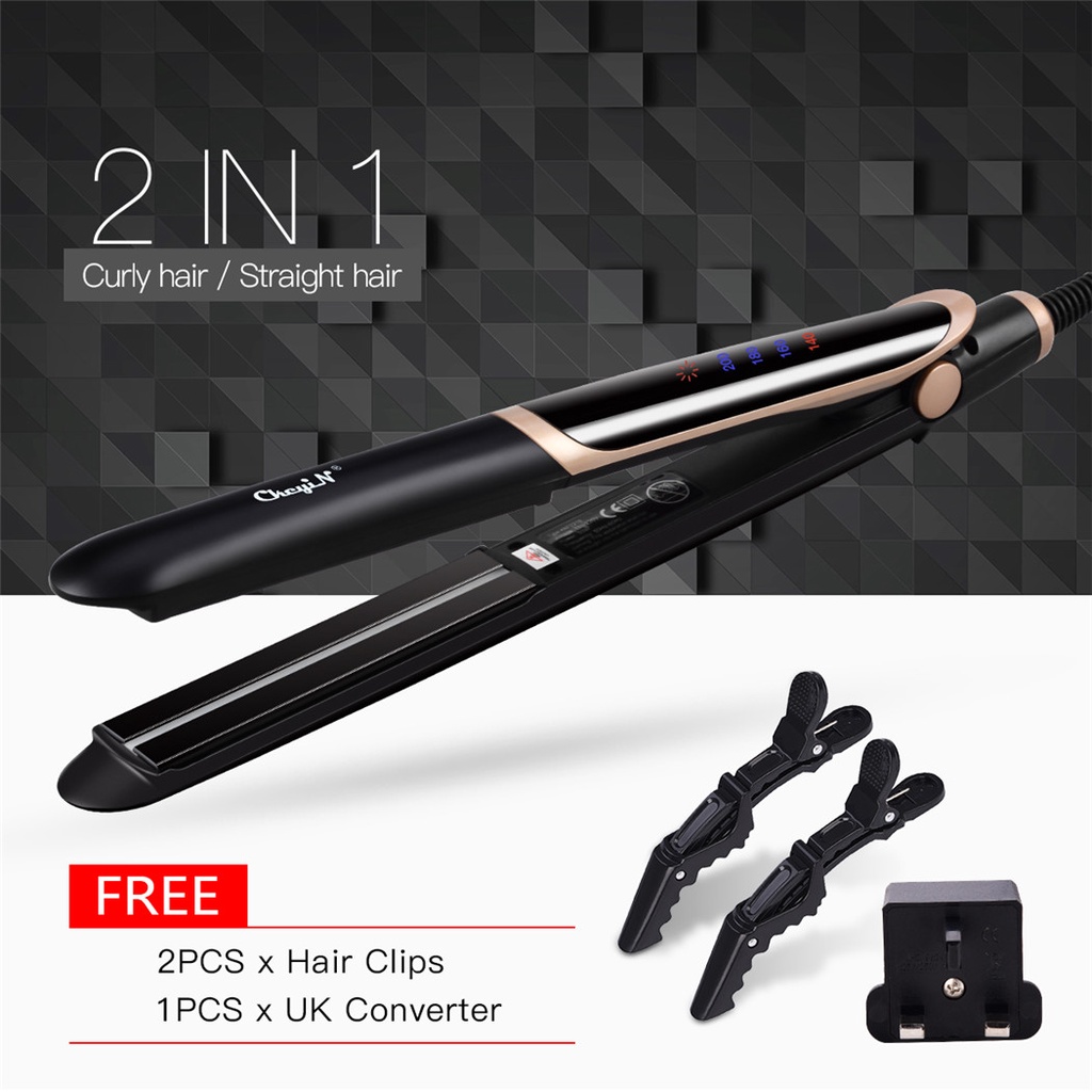 CkeyiN 2 in 1 Hair Straightener Far-infrared Anion Flat Iron Styling Tool  Hair Curler HS262 | Shopee Malaysia