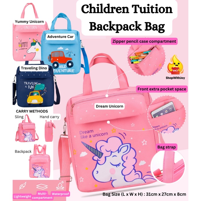 ShopWithJoy】Tuition Bag Tote Bag School Bag Children Tuition Bag Cartoon  School Bag Beg Sekolah Carry Bag Backpack | Shopee Malaysia