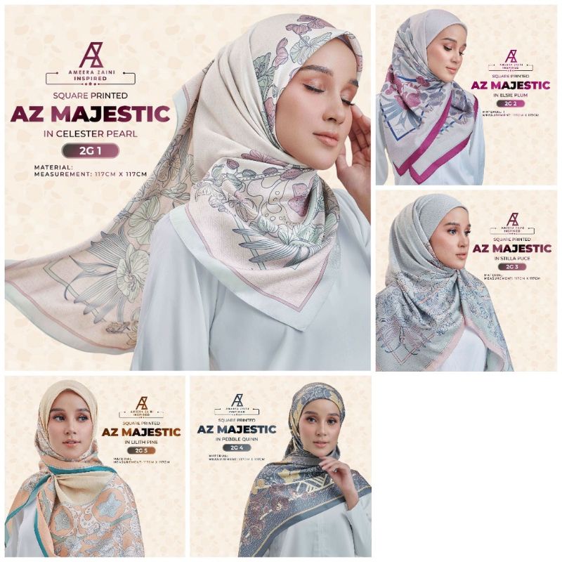 PART 1 AZ Ameera Zaini Collection Premium Quality Inspired Scarves (Tudung Square/Bawal)