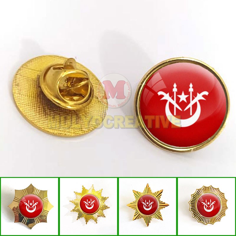 Collar Pin Kelantan Malaysia Flag of State All Model Brooch Kelantan Badge Lapis Resin