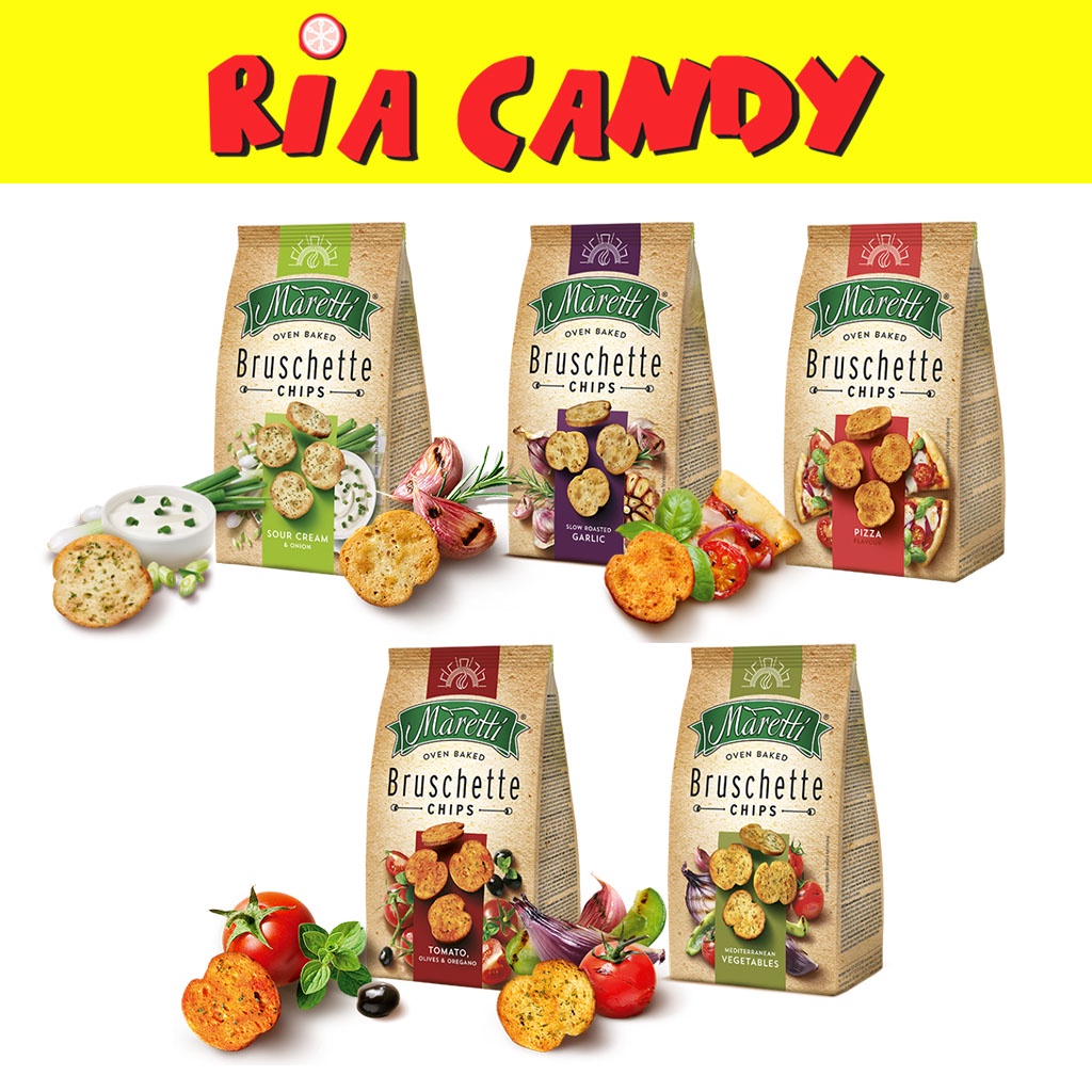 70G MARETTI BRUSCHETTE CHIPS OVEN BAKED FLAVOR TOMATO / PIZZA / GARLIC