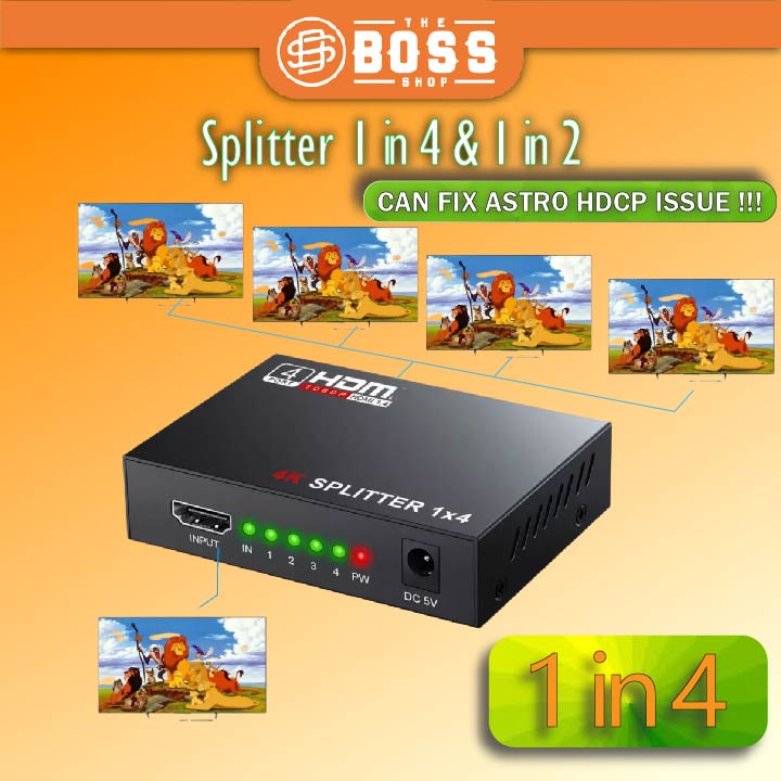 Splitter 1 IN 2/4 OUT FULL HD for Astro / PC/ Laptop/ DVD /Decoder Shopee Malaysia