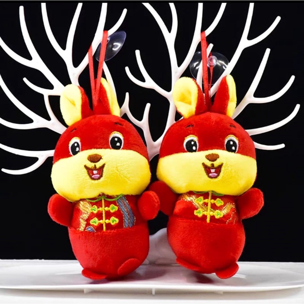 1Pc 2023 Rabbit Year Mascot Doll Ornament Plush Toy Cute Children