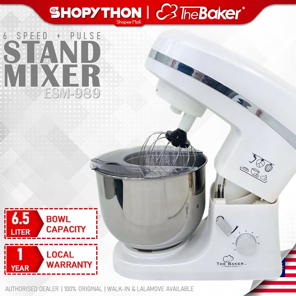 THE BAKER Stand Mixer ESM989 White (6.5L/1300W) Silicone Beater Flat