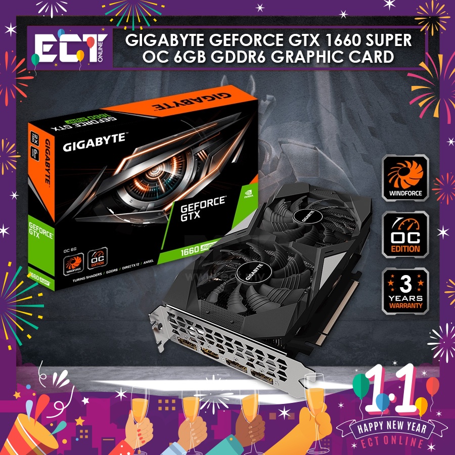 Gigabyte Geforce GTX 1660 Super D6 6GB GDDR6 Graphic Card (GV-N166SD6 ...