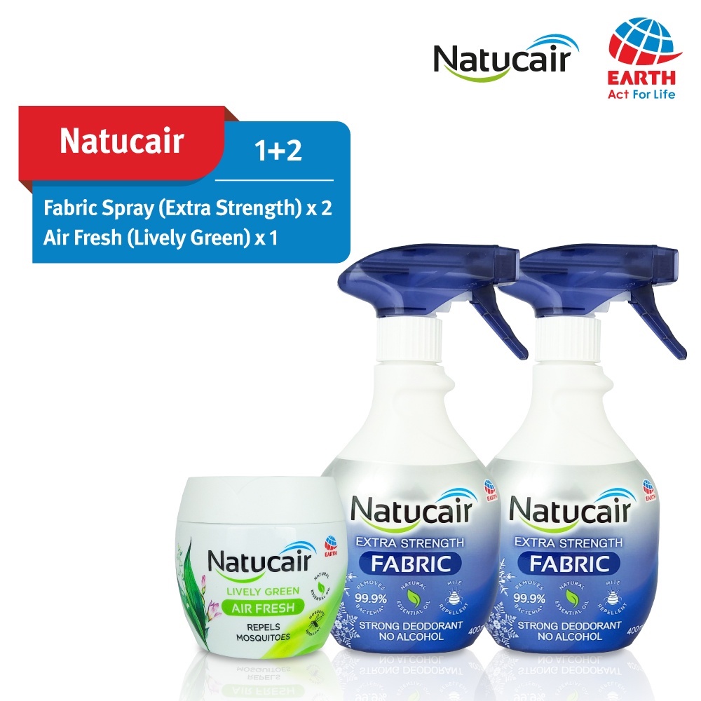 2x Natucair Fabric Eliminator Spray Extra Strength 400ml + Lively Green