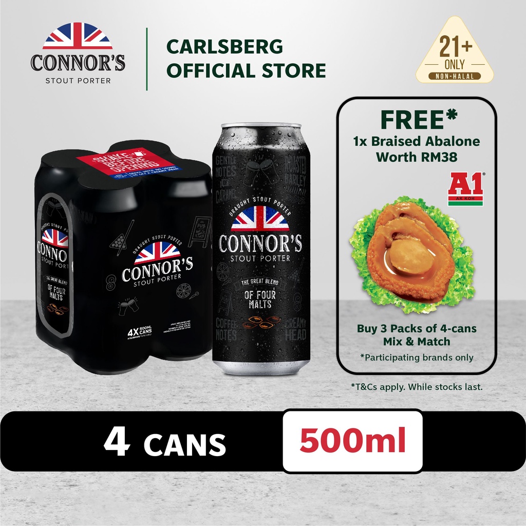 Connor's Stout Porter Can Premium Stout Beer 5.0 Alcohol (500ml x 4