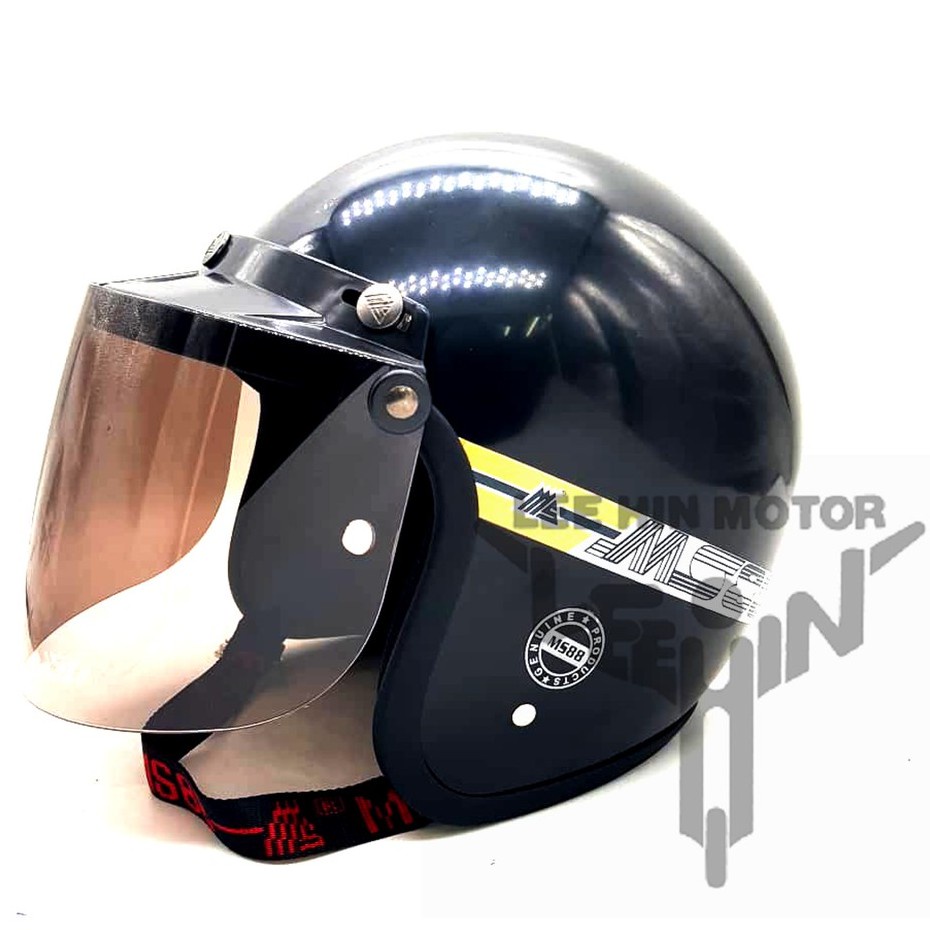 SIAP VISOR TULISAN MERAH MS88 Original 3 Button Motorcycle Helmet Black