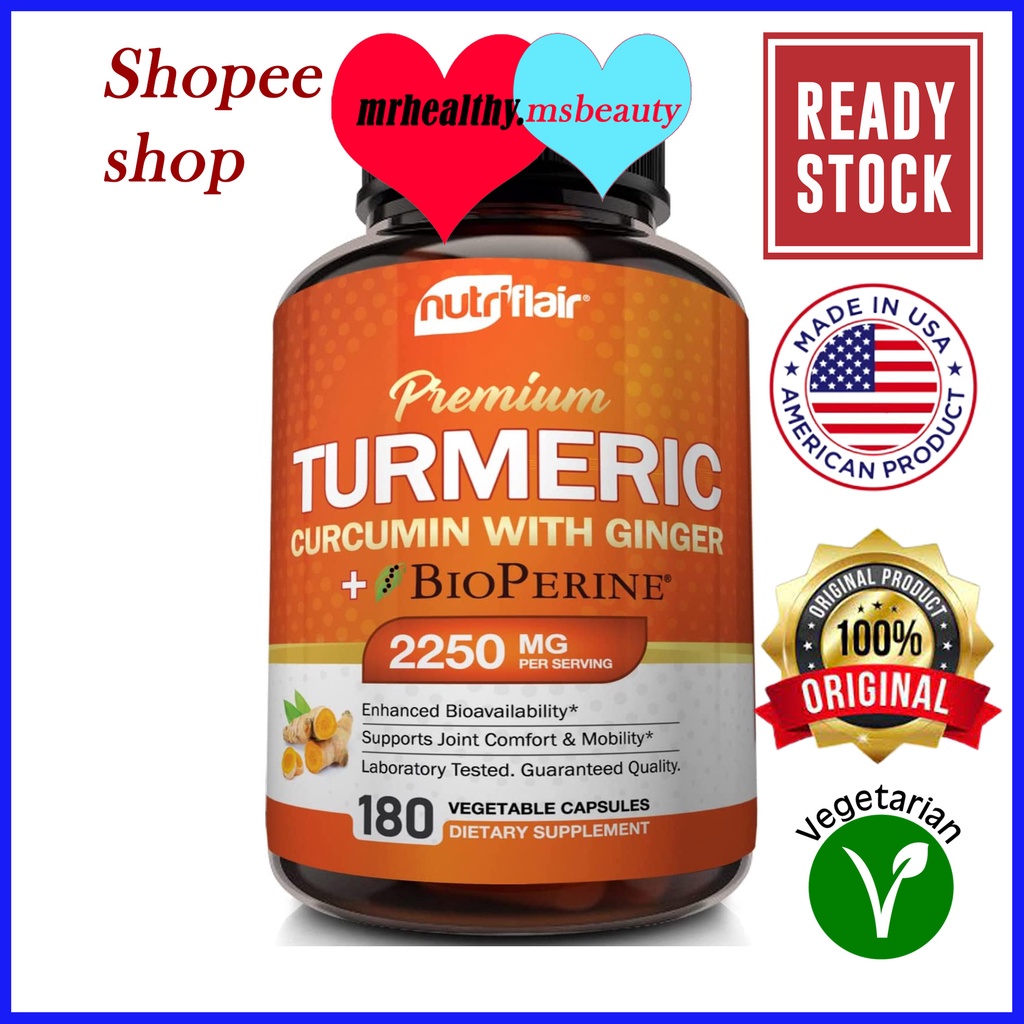 NutriFlair Turmeric Curcumin with Ginger & BioPerine Black Pepper