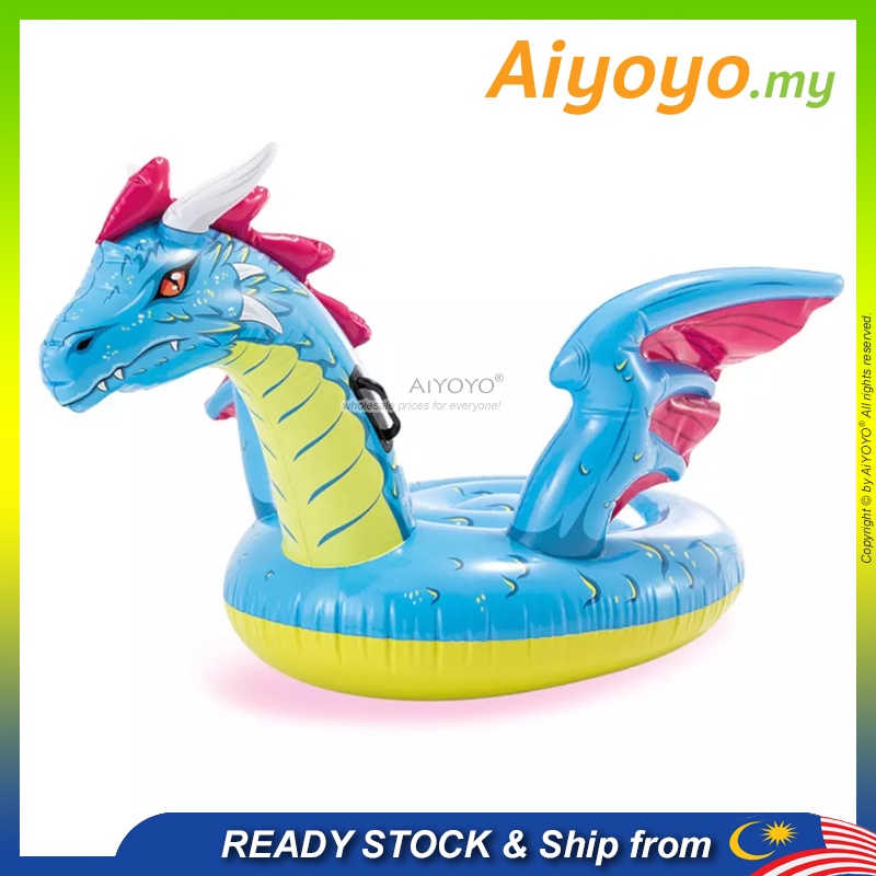 INTEX Inflatable Dragon Ride On Pool Float Swimming Pool Swimming Ring Kids Pelampung Duduk 57563