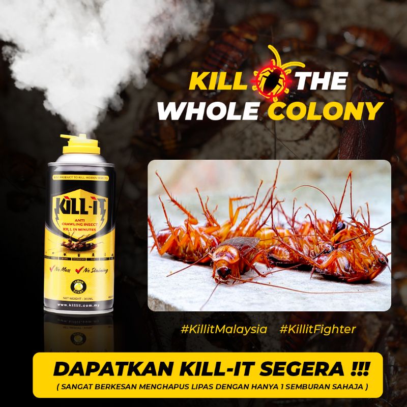 KILL IT Spray Lipas Dalam Kereta , Pest Control , Ubat Lipas , Original