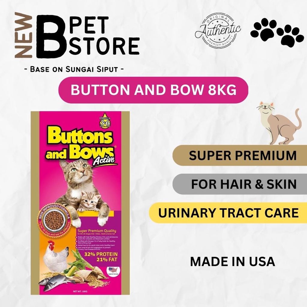 Button And Bows All Life Stage Premium Cat Food 8kg From USA Newb Pet Store Shopee Malaysia