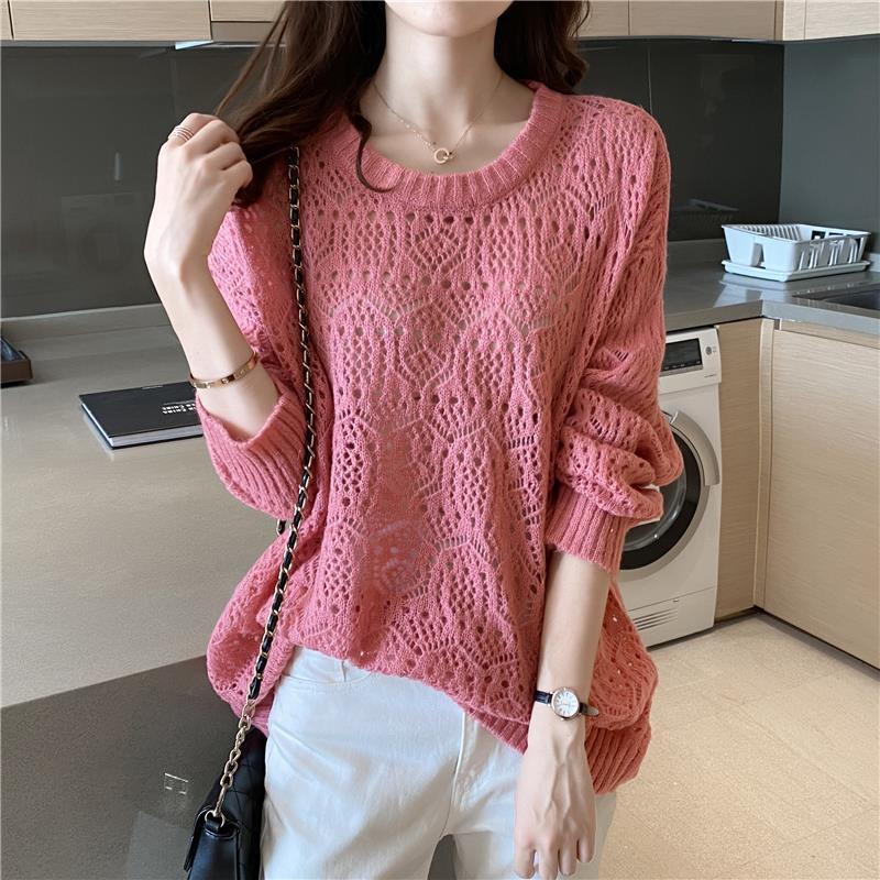 Vintage Pullover Korean Women's Sweater 2022 Trend Fashion Sweaters Yellow Autumn Pink Crochet Tops Knitted Clothes Kawaii Long