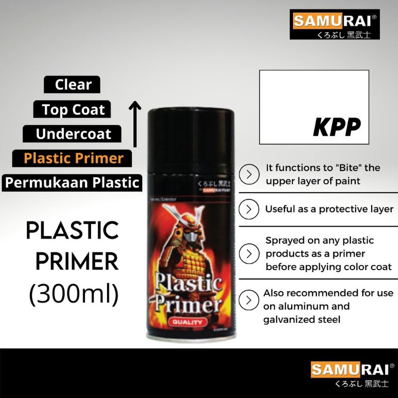 SAMURAI SPRAY PAINT KPP PLASTIC PRIMER SPRAY TIN CAT PRIMER PLASTIC