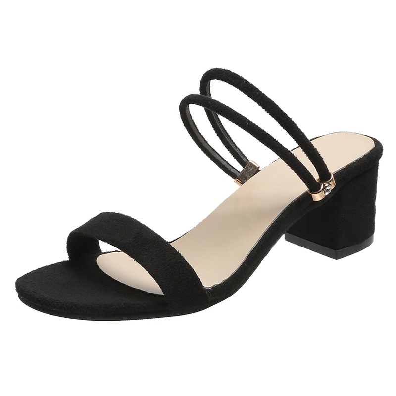 【888 Shoes Ready Stock】Kasut Tumit Chunky Selesa 5cm  2-IN-1 Tali Boleh Tanggal   Untuk Wanita Kerja & Raya