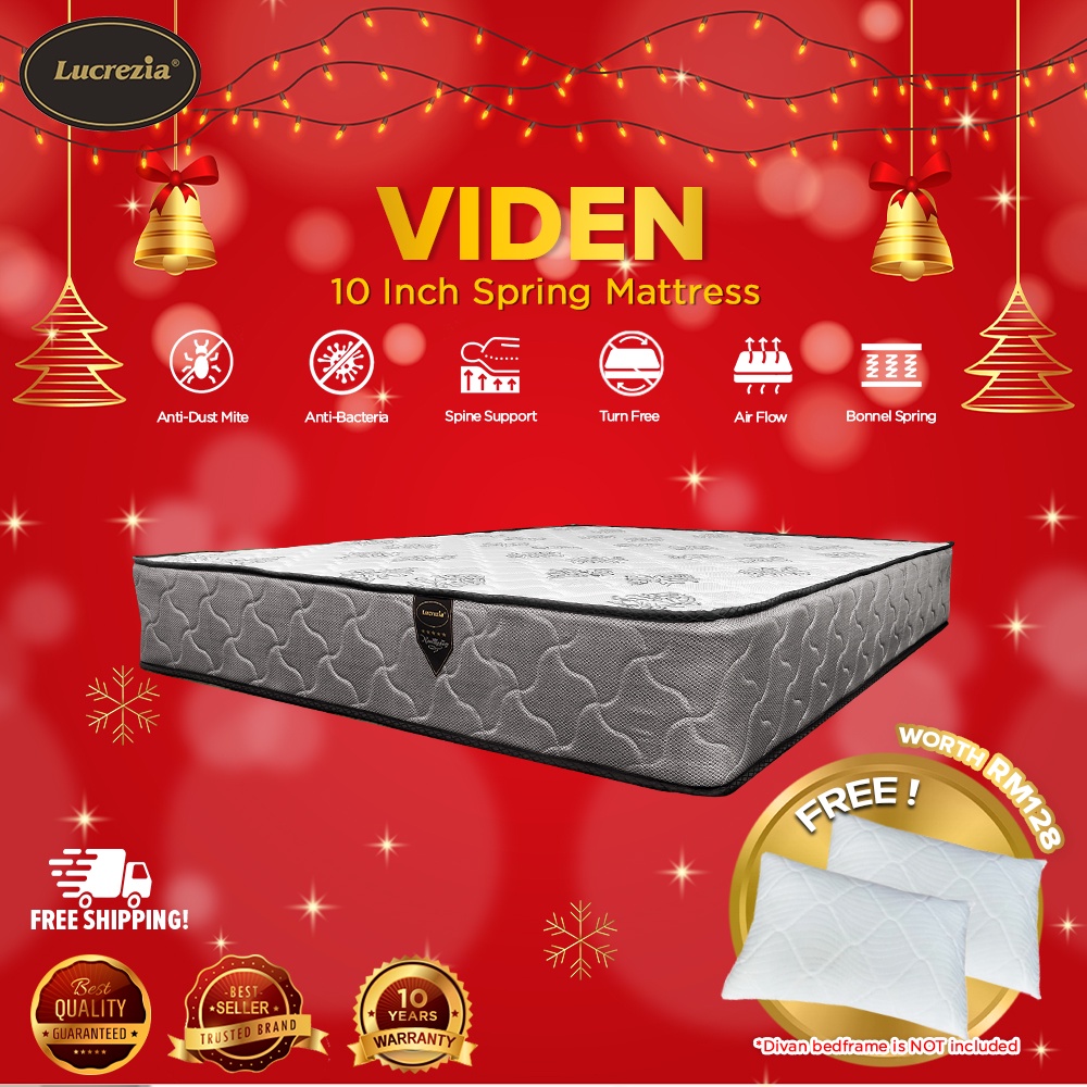 Free Shipping / Lucrezia Viden 10inch Spine Support Spring Mattress