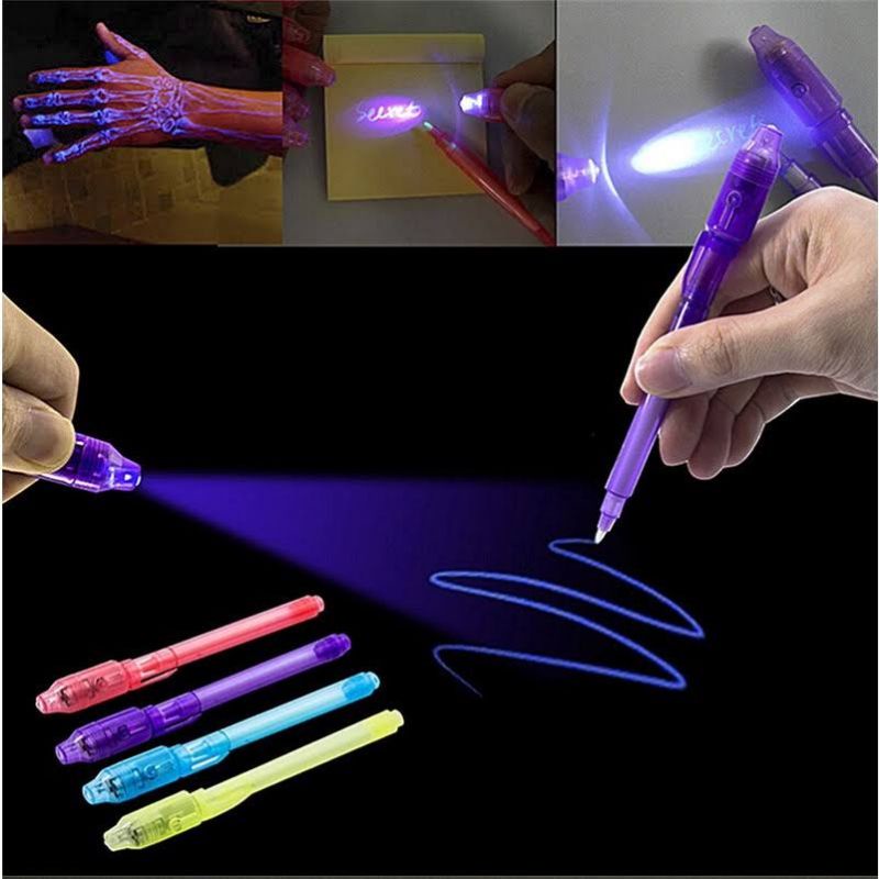 Uv Pen MAGIC PEN toy Invisible Ink Spy Pen with UV Light Blacklight Pens Write On Any Surface transparent word 魔术笔隐形笔隐藏笔