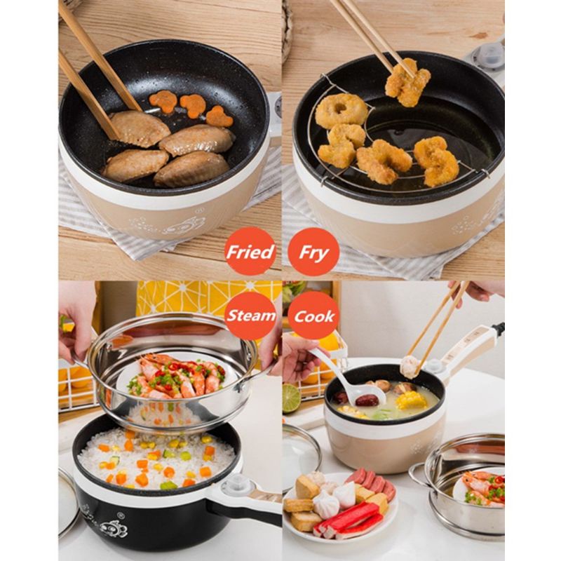 1.2L Lopol Electric Non Stick Ceramic Frying Pan Mini Rice Cooker Periuk Nasi Serbaguna Periuk Mini Rice Cooker