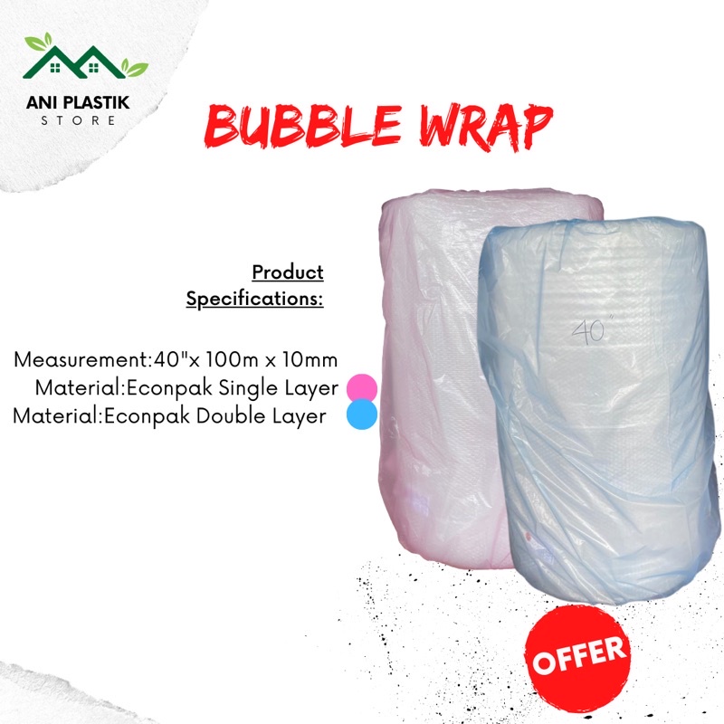 [CHEAPEST] Bubble Wrap Roll Single/Double(1M x 100M x 10MM) Shopee
