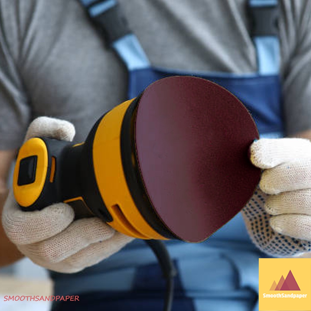 5"/6"/7" Abrasive Red Sandpaper Discs Aluminium Oxide (Velcro) Kertas Pasir Cakera (Merah + Velcro) 砂纸植绒圆盘 image 4