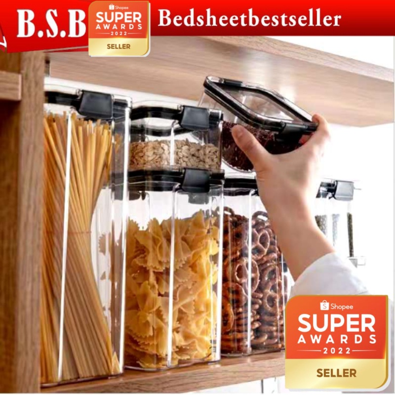 B.S.B Food Storage Container Plastic Kitchen Refrigerator Noodle Box Multigrain Storage Tank Transparent Sealed Cans