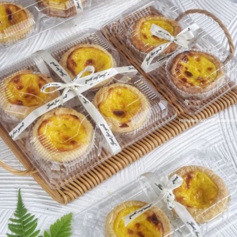 RORA - (10 Pcs) Egg Tart Box | Plastic Transparent Disposable Portuguese Tart Box | 3 4 6 Cavity / Bekas Tart Telur