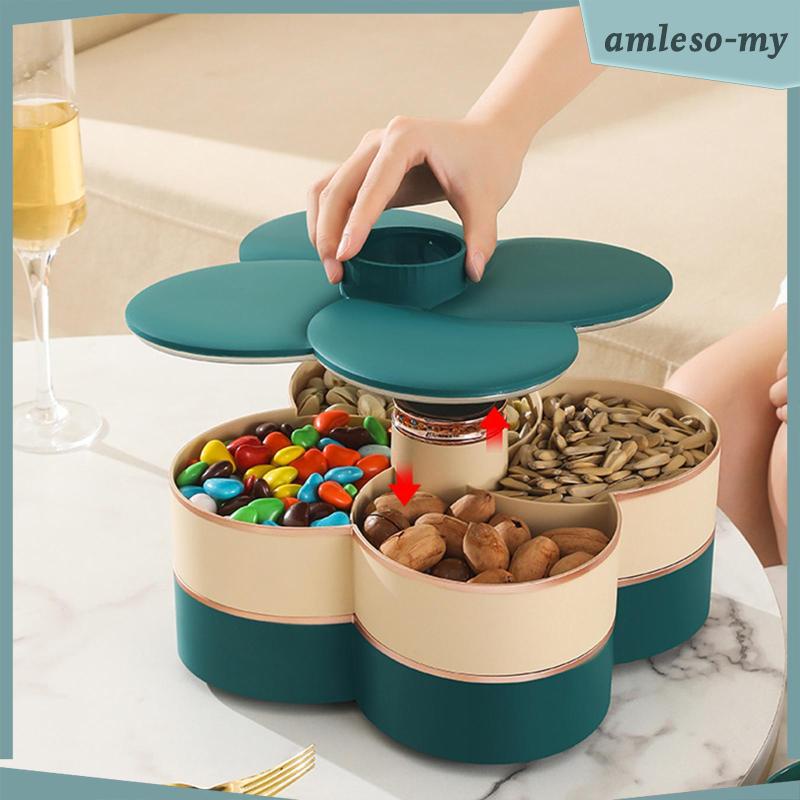 Storage Tray Dried Fruit Display for Kitchen Countertop Home PetalShape Rotating Candy Box