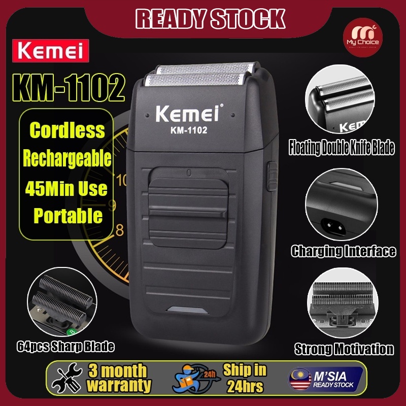 KEMEI KM-1102 Mesin Potong Rambut Cordless Razor Men Shaver Hair Trimmer Clipper Pencukur Janggut Misai 理发器剃须刀