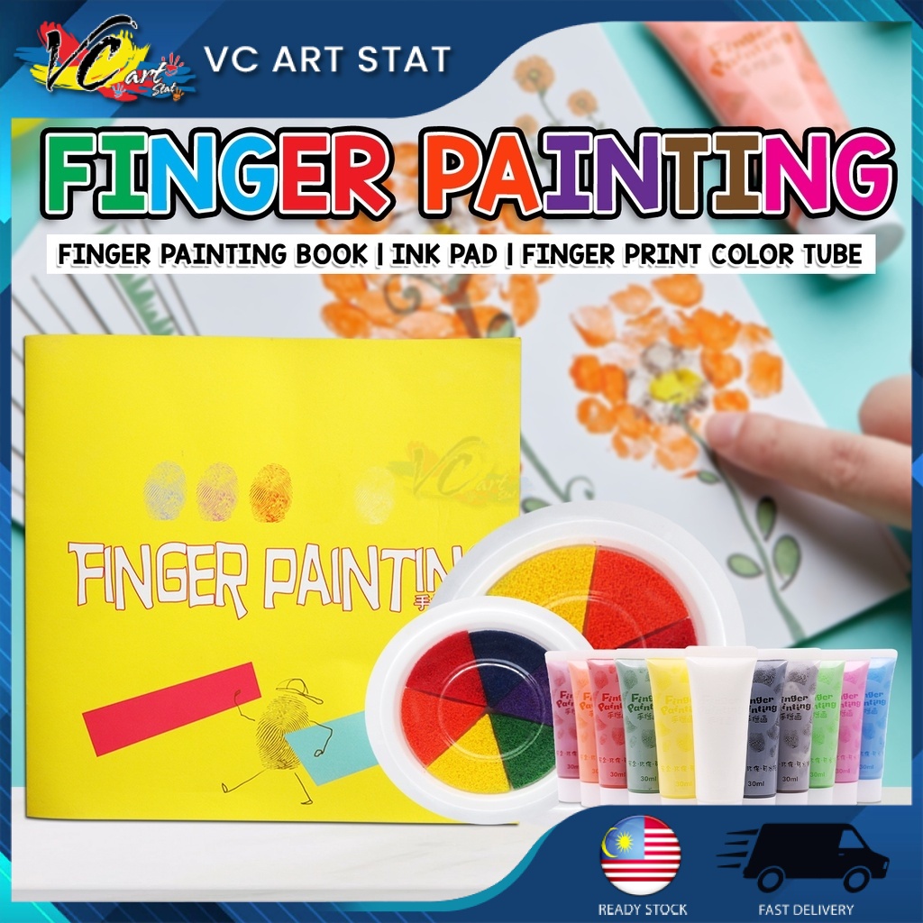 VC Art Finger Painting Book + Tutorial with 6 Colour Ink Pad Colourful