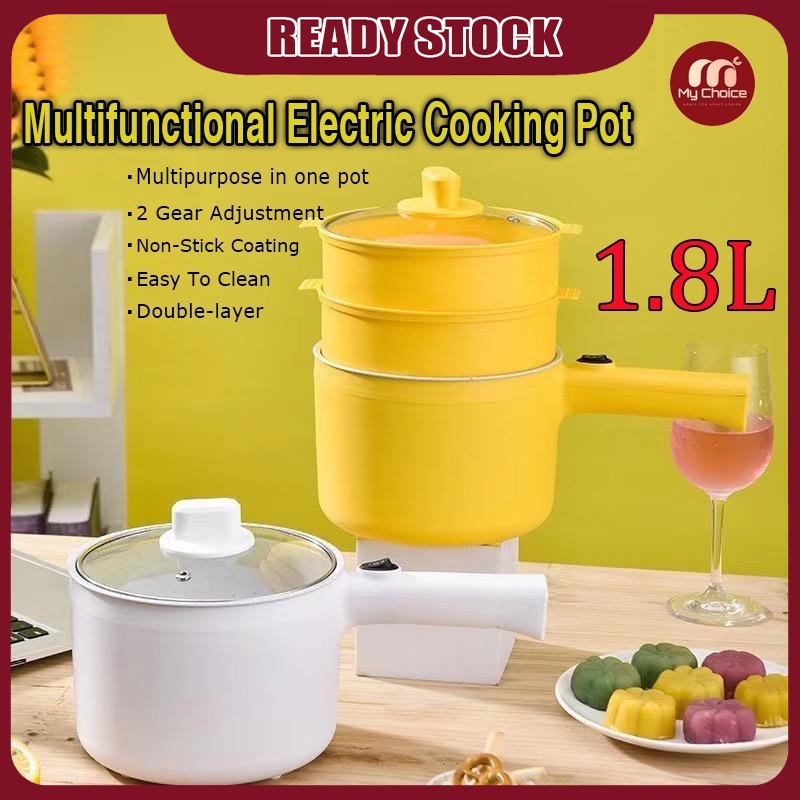 1.8L Multifunction 600W Electric Cooking Pot With Steamer Non-stick Rice Cooker Hot Pot Noodles Boiler Food Warmer Fryer