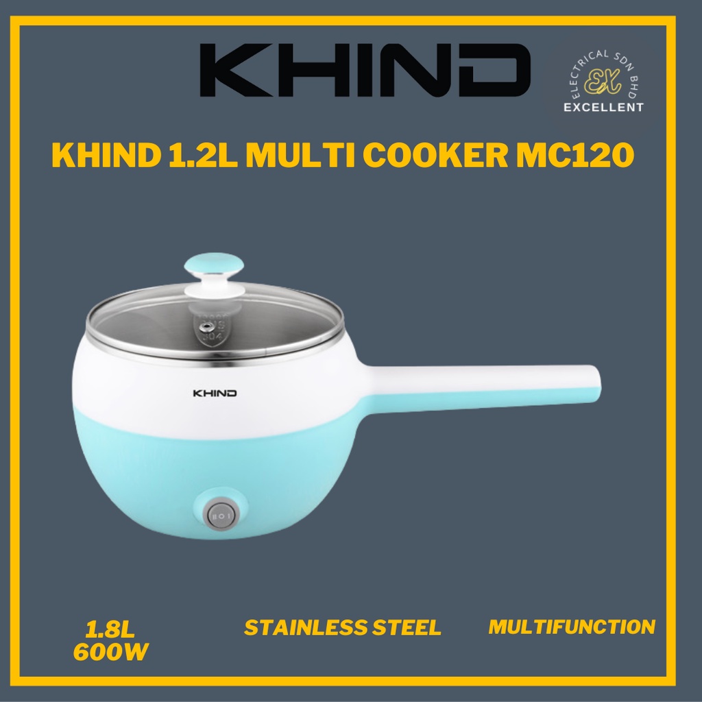 Khind Mini Multi Cooker 1.2L MC120 / MC12S Stainless Steel with Rice Scoop Steam Tray Egg Cooker