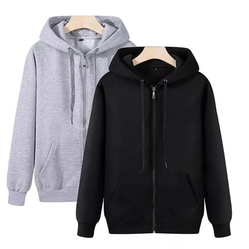 [S-6XL] Unisex Plain Zipper Hoodie Jacket Kosong Kain Tebal Dan Kain Cotton Premium Quality