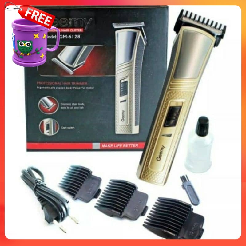 FREE GIFT original Geemy GM6128 Rechargeable Professional Hair Clipper Cutter Shaver