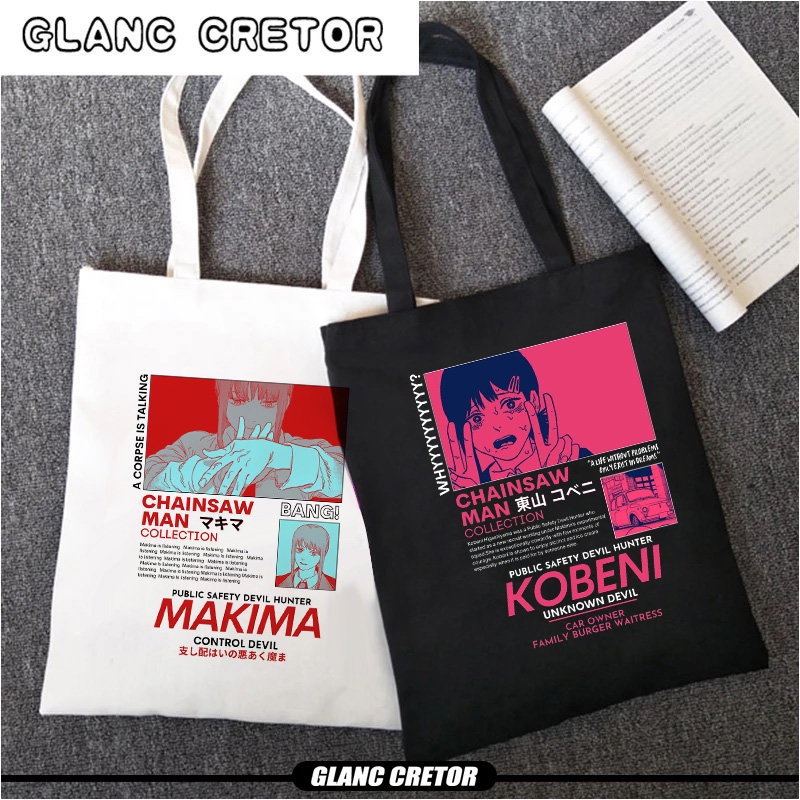 Japanese Anime Manga Chainsaw Man Tote Bag Canvas Shoulder Bag Eco Hip