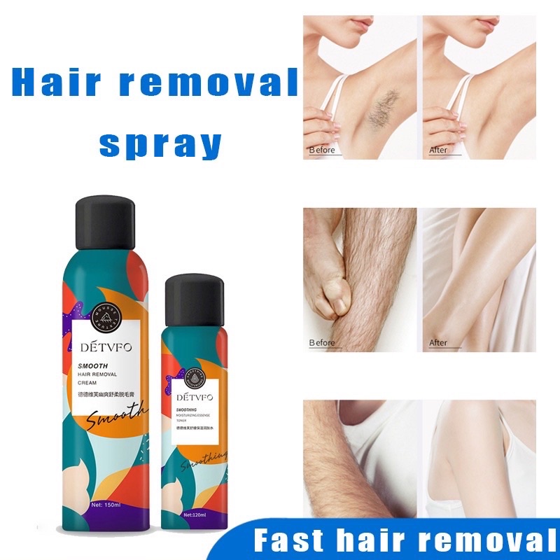 DETVFO 100% Natural Hair Removal Cream Extra Smooth 脱毛喷雾 painless hair removal foam spray suitable for men and women