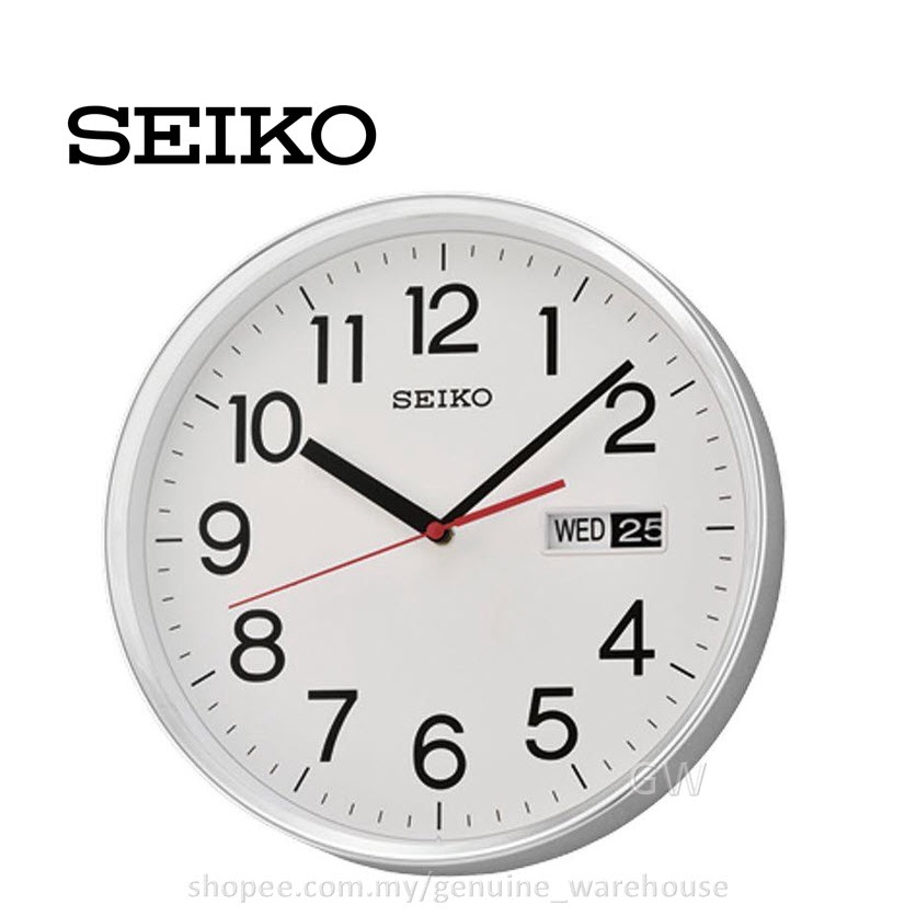 100% ORIGINAL SEIKO Day Date Calendar Analogue Silver Black Wall Clock  QXF104 (QXF104A, QXF104S) [Jam Dinding] | Shopee Malaysia