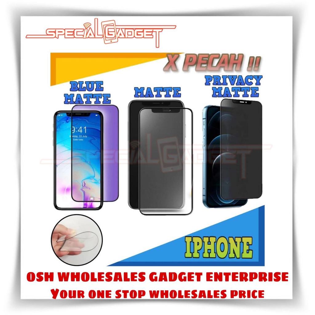 (X PECAH) IPHONE 15 14 13 12 11 Pro Max XS MAX X 7 PLUS CERAMIC FILM SCREEN PROTECTOR PRIVACY MATTE