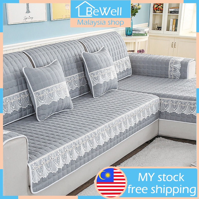 【MY STOCK】1/2/3/4 Seater Sofa Cover L Shape Sarung Sofa Non Slip Sofa Cloth Solid Color Pelapik Sofa Lapik Sofa all Back Cover