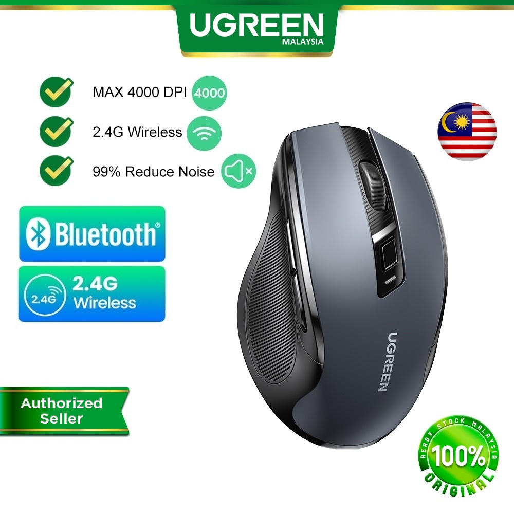 UGREEN Wireless Mouse 6 Silent Buttons 5 Level DPI Setting 4000 DPI Bluetooth Mouse USB Receiver