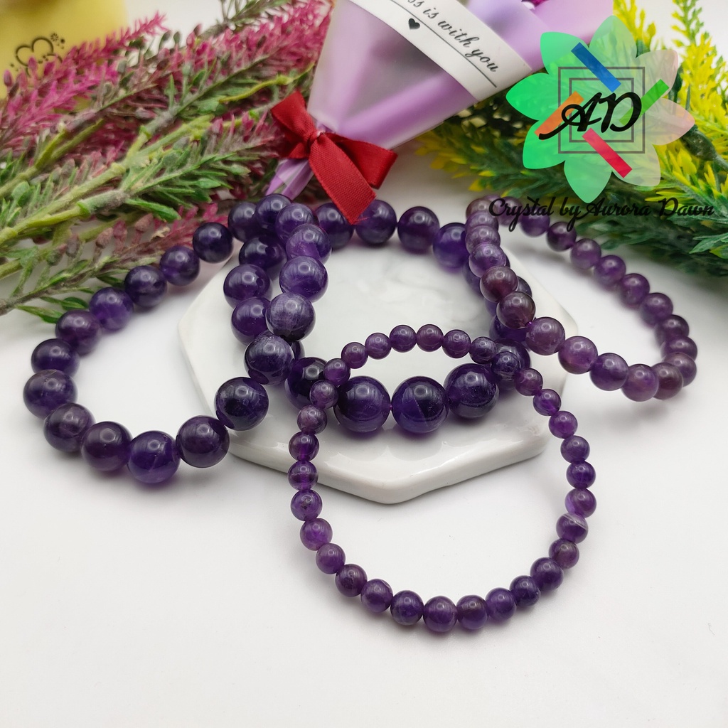 AD069 Amethyst 紫水晶 Natural Healing Crystal Bracelet 天然疗愈水晶手链