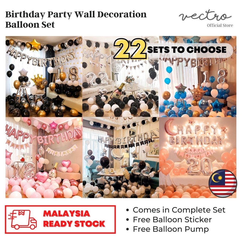 Birthday Balloon Decoration Set | Celebration Pack | Theme Background Party Wall Decor | Hiasan Parti Hari Jadi Belon