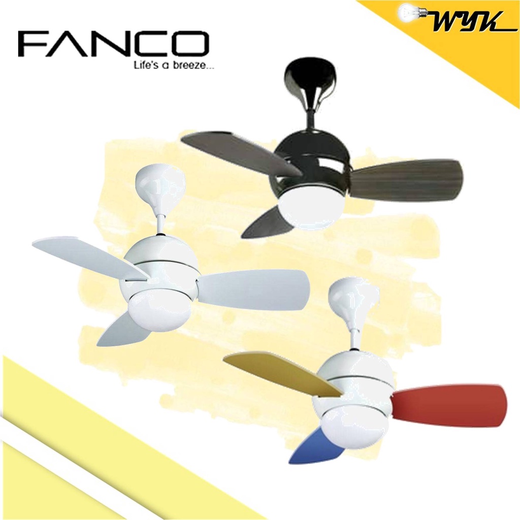FANCO 30" Mini Remote Ceiling Fan with Lamp M1 (Colour/White/Black