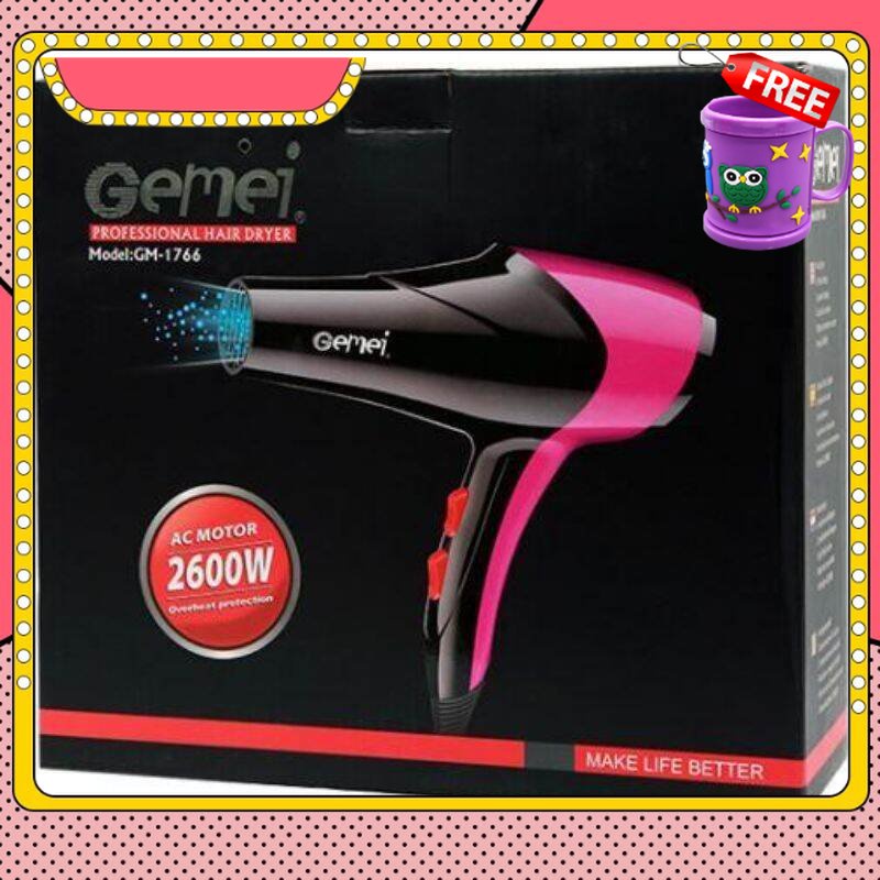 FREE GIFT Original Gemei GM-1766 Professional Hair Dryer Blower 2600W Adjust